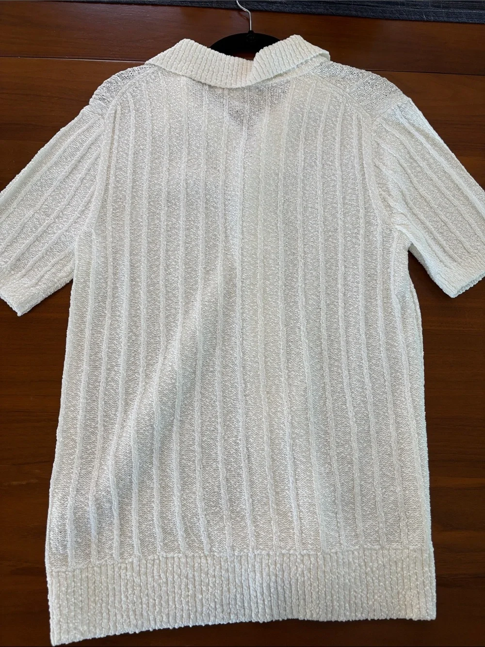 Banana Republic Cream Textured Short Sleeve Button-Down Shirt